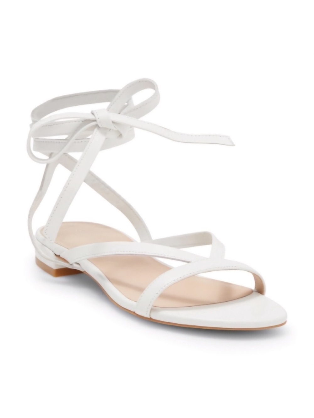 Stuart Weitzman Anita Lace Up Sandal White Women's Flat Sandals Gladiator Sandal